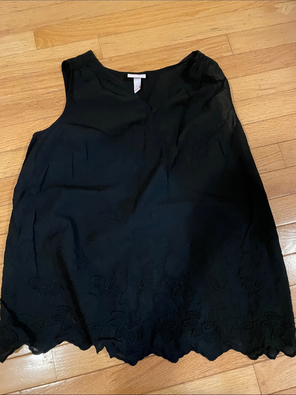 Isabel Maternity by Ingrid & Isabel Black Embroidered Eyelet Hem Maternity Tank